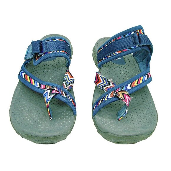 Skechers Womens Navy Blue Reggae Zig Swag Multicolor Strap Flip Flop Sandal Sz 7 - Picture 3 of 11